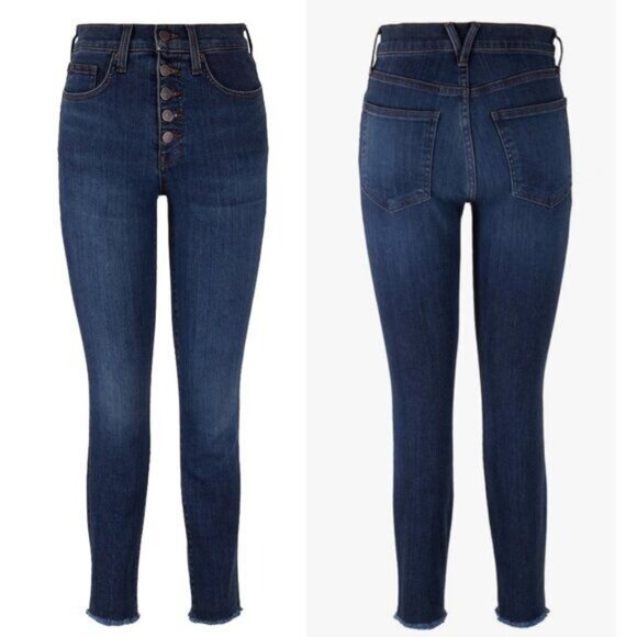 Veronica Beard Debbie High-Rise Skinny Raw Hem Ankle Jean - 25/0 - Picture 1 of 8